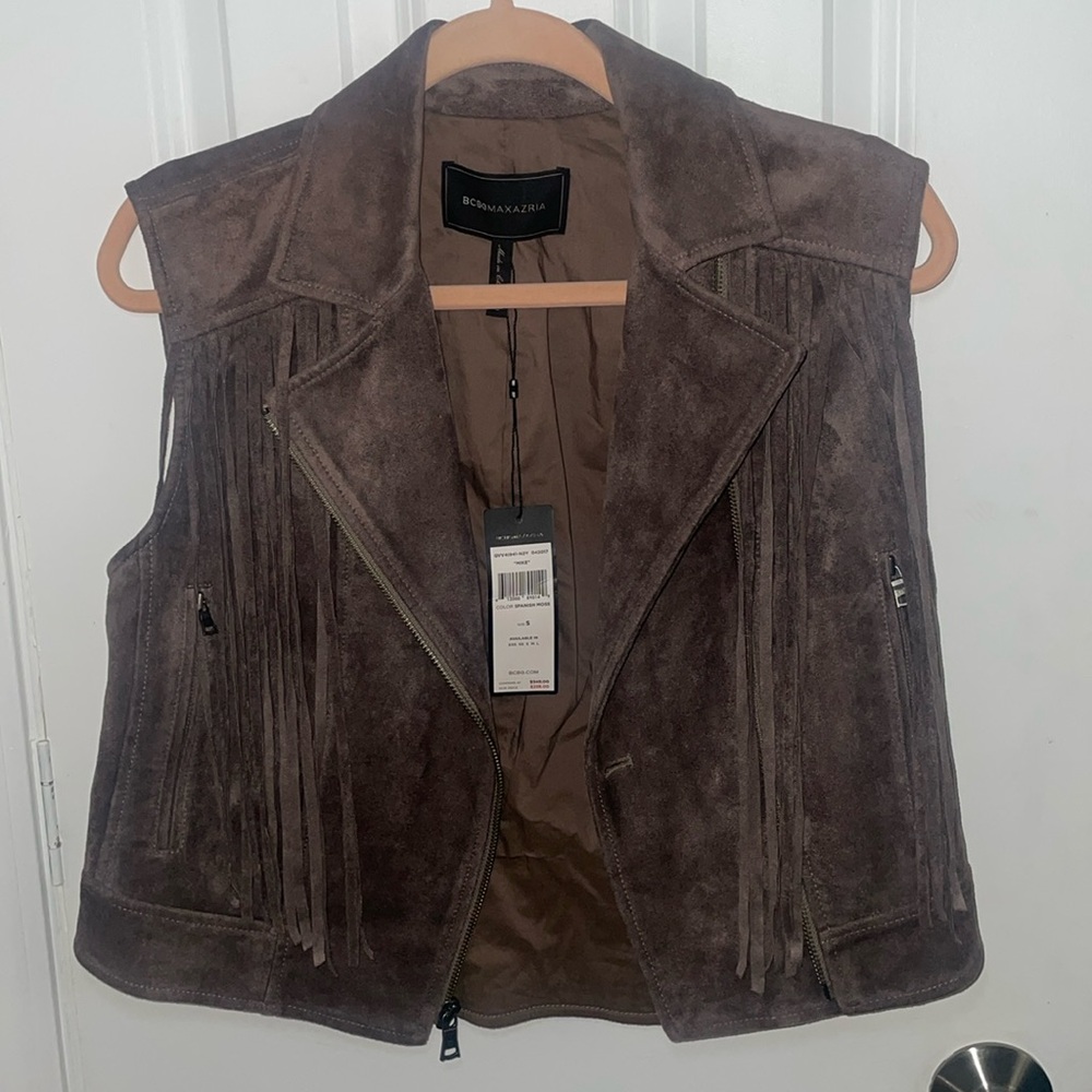 NWT BCBG Maxazaria Mike Fringed Vest